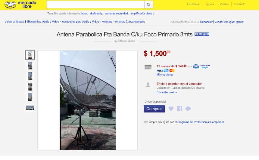 Antena parabolica de 100 USD
