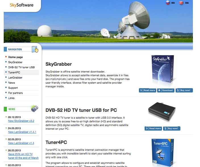 SkyGrabber Interceptar satélites