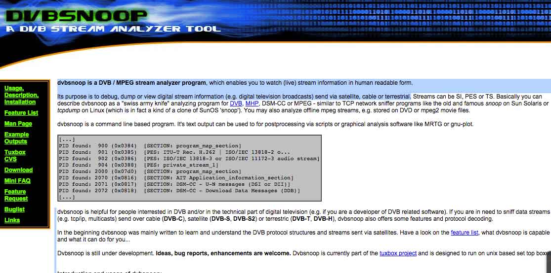 DVBSnoop Interceptar satélites